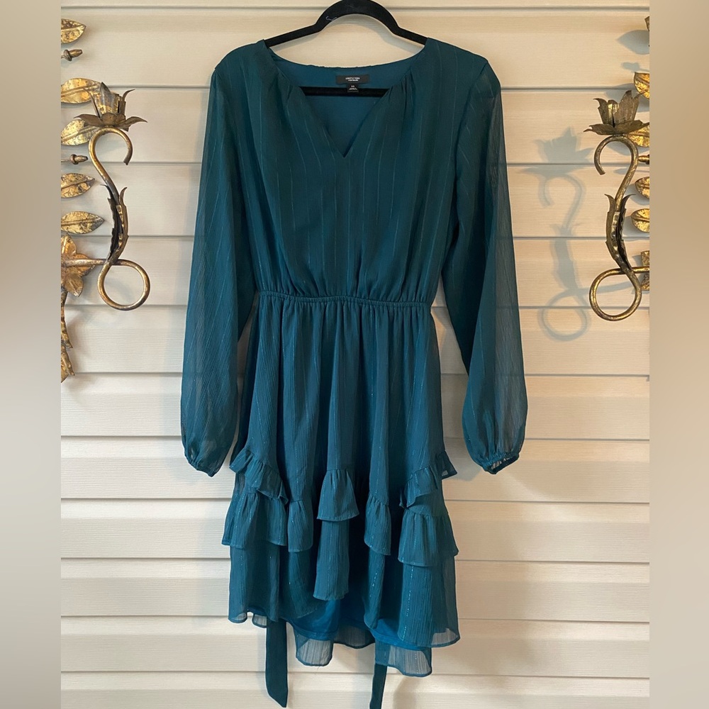 Simply Vera Verawang Elegant Teal Long-Sleeve Dress